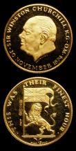 London Coins : A154 : Lot 2100 : Half Sovereign 1909 Marsh 512 Fine, Churchill Gold medal 1965 20mm diameter in 18 carat gold (stampe...