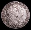 London Coins : A154 : Lot 2123 : Halfcrown 1689 Second Shield, Caul only frosted, with pearls, ESC 505 GVF/NEF pleasantly toned with ...