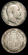 London Coins : A154 : Lot 2212 : Halfcrown 1903 ESC 748 Near Fine, Shilling 1905 ESC 1414 Near Fine, toned, both rare