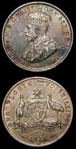 London Coins : A154 : Lot 716 : Australia (2) Florin 1918M KM#27 GEF/AU and attractively toned with a couple of thin scratches below...