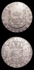 London Coins : A154 : Lot 868 : Mexico (2) 8 Reales 1761 Mo Tip of cross between H and I in legend KM#105 Fine, 2 Reales 1752 Mo KM#...