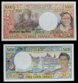 London Coins : A155 : Lot 1999 : Tahiti (2) 500 francs & 1000 francs both issued 1985, signature 5, PAPEETE on reverse, Pick25d a...
