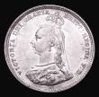 London Coins : A155 : Lot 657 : Shilling 1889 Small Jubilee Head ESC 1354 Davies 984 dies 1C with loop in Q, EF/GEF and lustrous, ve...