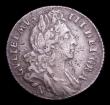 London Coins : A155 : Lot 666 : Sixpence 1696N First Bust, Early Harp, Large Crowns ESC 1538 VF/GVF with some haymarking, scarce