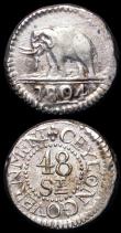 London Coins : A156 : Lot 1127 : Ceylon (2) 48 Stivers 1804 KM#77 VF, 24 Stivers 1803 KM#76 NEF 