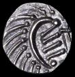 London Coins : A156 : Lot 1675 : Anglo-Saxon Continental Ar Sceat.  C, 695-740.  Series E.  Obv; Degenerated head.  Rev; Standard, TO...
