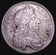 London Coins : A156 : Lot 2159 : Halfcrown 1675 Retrograde 1 ESC 477A NVF with some haymarking and an edge nick at the top of the rev...