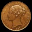 London Coins : A156 : Lot 2348 : Halfpenny 1847 Reverse A, No dots on shield Peck 1531 Toned UNC slabbed and graded LCGS 80, the fine...