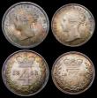 London Coins : A156 : Lot 2406 : Maundy Set 1848 ESC 2458 A/UNC to UNC and with a matching colourful tone, the Twopence with a couple...