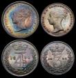 London Coins : A156 : Lot 2408 : Maundy Set 1850 ESC 2460 the Penny with Large 18 over Small 18 A/UNC and with a matching deep tone, ...