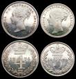London Coins : A156 : Lot 2432 : Maundy Set 1874 ESC 2487 UNC and lustrous the Penny with a small edge nick, comes with a maroon date...