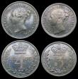 London Coins : A156 : Lot 2434 : Maundy Set 1876 ESC 2489 A/UNC to UNC with a matching grey tone, come with a maroon dated 'Maun...