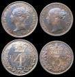 London Coins : A156 : Lot 2435 : Maundy Set 1877 ESC 2490 EF to A/UNC with matching colourful tone, the Fourpence and Penny with some...