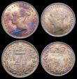 London Coins : A156 : Lot 2444 : Maundy Set 1886 ESC 2500 EF to UNC with a matching colourful tone, the Fourpence and Threepence with...