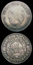 London Coins : A156 : Lot 681 : 19th Century Cheshire (2)  Shilling 1811 Nantwich, Davis 1 Near VF, Sixpence 1812 Stockport Davis 8,...