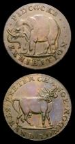 London Coins : A156 : Lot 780 : Halfpennies 18th Century Middlesex (2) Pidcock's undated Elephant/Two-headed cow DH422 NEF, Pid...