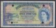 London Coins : A157 : Lot 110 : Bermuda &pound;1 dated 1957 series Q/1 450984, a normal issued note used as a SPECIMEN with 4 punch ...