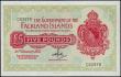 London Coins : A157 : Lot 138 : Falkland Islands &pound;5 Pick9b, dated 30th January1975 series C62978, portrait QE2 on right, about...