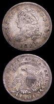 London Coins : A157 : Lot 1651 : USA 10 Cents 1821 Large Date, 2 with curved base, Breen 3172 NVF, Bolivia Half Real 1825 PTS JL KM#9...