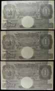 London Coins : A157 : Lot 22 : One pounds Peppiatt prefix H86D, facsimile German propaganda notes dropped on North Africa WW2, Arab...