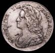 London Coins : A157 : Lot 2441 : Halfcrown 1734 Roses and Plumes ESC 597, with T of ET overstruck the underlying figure unclear,  VF ...