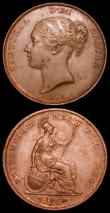 London Coins : A157 : Lot 2916 : Pennies (2) 1851 DEF Far Colon Peck 1498 GVF the obverse with some surface porosity, Ex-Carlisle 25/...