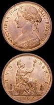 London Coins : A157 : Lot 2918 : Pennies (2) 1862 Freeman 39 dies 6+G UNC with around 25% lustre, 1861 Freeman 29 dies 6+D EF with lu...