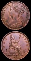 London Coins : A157 : Lot 2922 : Pennies (2) 1872 Freeman 62 dies 6+G, Gouby BP1872Aa 10 1/2 teeth date spacing, EF the obverse with ...