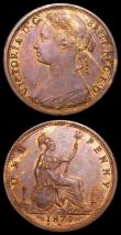 London Coins : A157 : Lot 2924 : Pennies (2) 1874H Freeman 73 dies 7+H EF with traces of lustre, 1874H Freeman 71 VF with mottled ton...