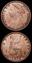 London Coins : A157 : Lot 2927 : Pennies (2) 1878 Freeman 94 dies 8+J GEF, 1878 as Freeman 94 dies 8+J with a milled edge, presumably...