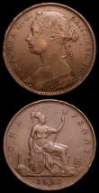 London Coins : A157 : Lot 2930 : Pennies (2) 1882H Freeman 111 dies 11+M VF once cleaned now retoned, Ex-Laurie Bamford &pound;30, Ex...
