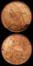 London Coins : A157 : Lot 2935 : Pennies (2) 1888 Freeman 126 dies 12+N broken serifs to second I in VICTORIA, UNC with around 60% lu...