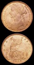 London Coins : A157 : Lot 2937 : Pennies (2) 1890 Freeman 130 dies 12+N, Gouby BP1890Ac 15 teeth date spacing, UNC with lustre, Ex-Lo...