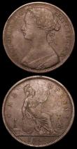 London Coins : A157 : Lot 2941 : Pennies (3) 1861 Freeman 25 dies 4+G Near Fine, 1864 Plain 4 Freeman 49 dies 6+G About Fine, 1864 Cr...