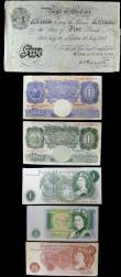 London Coins : A157 : Lot 30 : Bank of England (6) Peppiatt &pound;5, B241 dated 18th July 1935 series A/203 81806, WW2 Blue &pound...