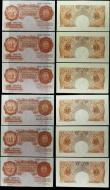 London Coins : A157 : Lot 33 : Ten shillings Beale B265 (6) issued 1950 a consecutively numbered run series 56D 720780 to 56D 72078...