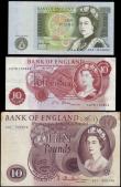 London Coins : A157 : Lot 38 : Ten pounds Hollom B299 issued 1964 first run series A01 000748 stained edges & corner wear, abou...