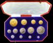 London Coins : A157 : Lot 394 : Proof Set 1902 Long Matt Set 13 coins Five Pounds, Two Pounds, Sovereign, Half Sovereign, Crown, Hal...