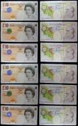 London Coins : A157 : Lot 55 : Ten Pounds Lowther B390 first prefix AA01 ten consecutive numbers AA01 006226 to AA01 006235 average...