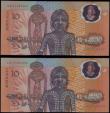 London Coins : A157 : Lot 90 : Australia $10 (2) Commemorative issue 1988, a consecutively numbered pair series AB, polymer plastic...