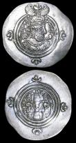 London Coins : A158 : Lot 1647 : Sassanian Drachms (2) Khusru II (590-627AD) both VF 