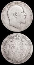 London Coins : A158 : Lot 2242 : Halfcrown 1903 ESC 748 NVG, Florin 1905 ESC 923 Near Fine with some edge knocks, Shilling 1905 ESC 1...