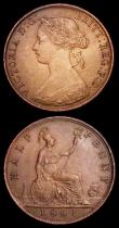 London Coins : A158 : Lot 2271 : Halfpennies (2) 1861 Freeman 275 dies 5+G EF, 1699 Date in legend, type II Peck 675 VG