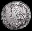 London Coins : A158 : Lot 2420 : Shilling 1686 ESC 1070 NVF with some haymarking, the reverse with uneven toning 
