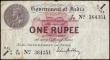 London Coins : A158 : Lot 302 : India 1 Rupee issued 1917 series F/70 364351, Pick1g, signed Gubbay, some dirt and a tiny edge nick ...