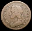 London Coins : A158 : Lot 3238 : Farthing 1665 Pattern in Copper, Bust with long hair, Straight grained edge, Peck 424 VG, Ex-C.Cooke...