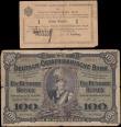 London Coins : A159 : Lot 1692 : German East Africa (2) 100 Rupien dated 15th June 1905 series No.6917, Kaiser Wilhelm portrait at ce...