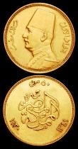 London Coins : A159 : Lot 1990 : Egypt 50 Piastres Gold 1930 (AH1349) KM#353 GVF/NEF, 20 Piastres Gold 1930 (AH1349) KM#351 VF/NEF