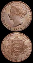London Coins : A159 : Lot 3264 : Jersey 1/13th Shilling (2) 1870 KM#5 EF toned, 1871 KM#5 EF the reverse with some small tone spots 
