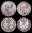 London Coins : A159 : Lot 901 : Maundy Set 1838 ESC 2445 UNC or near so and attractively toned, the Twopence with very light cabinet...